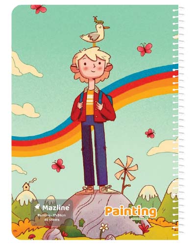 دفتر 40 برگ نقاشی سیمی جلد نرم وزیری - طرح 2