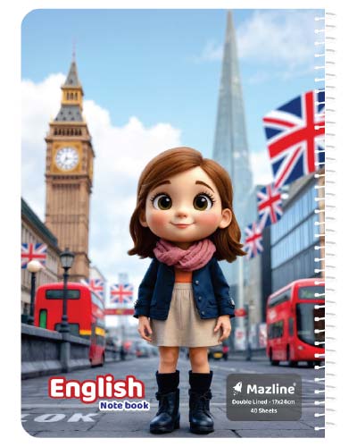 دفتر 40 برگ دو خط (زبان) سیمی جلد نرم وزیری - طرح 7