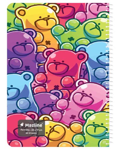 دفتر 60 برگ نقاشی سیمی جلد نرم وزیری - طرح 7