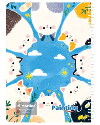 دفتر 40 برگ نقاشی سیمی جلد نرم وزیری - طرح 10