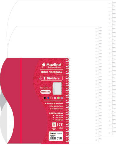 دفتر 120 برگ اُربیت سیمی جلد پ.پ جیبی بزرگ - طرح 1